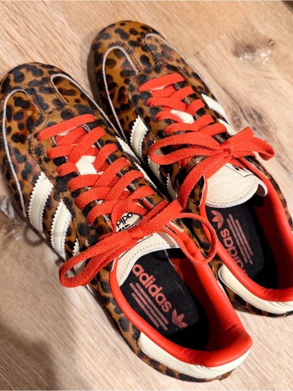 adidas Samba OG Womens Leopard Print Sneakers - Brown/White/Red